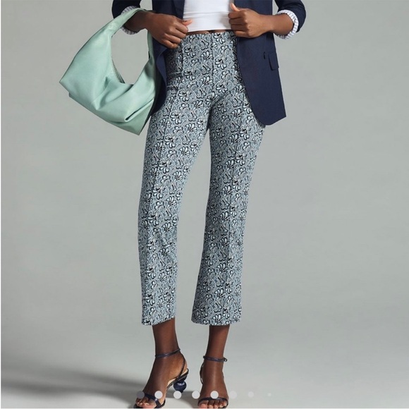 BOGO! Anthropologie Maeve The Margot Kick Flare Knit Crop Pant Blue Size Small - Picture 2 of 12